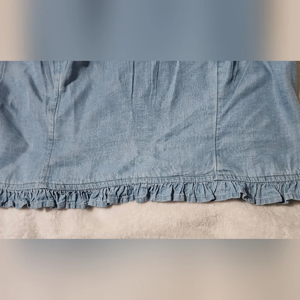 NWT Jessica Simpson Cropped Spaghetti Strap W/ Shell Detail Denim Top; Size L - Picture 3 of 12